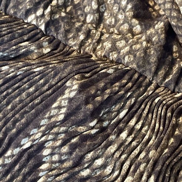 Michael Kors Snake Print Dress Small Long Sleeve Pleats Neck Tie Brown - Picture 5 of 6